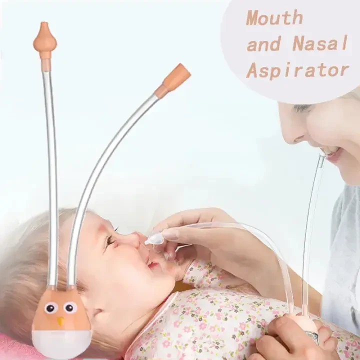 Newborn Baby Nasal Aspirator Owl Shape Comfortable Oral Suction Baby Safety Nose Cleaner Anti-reflux Silicone Snot Suction Pipe