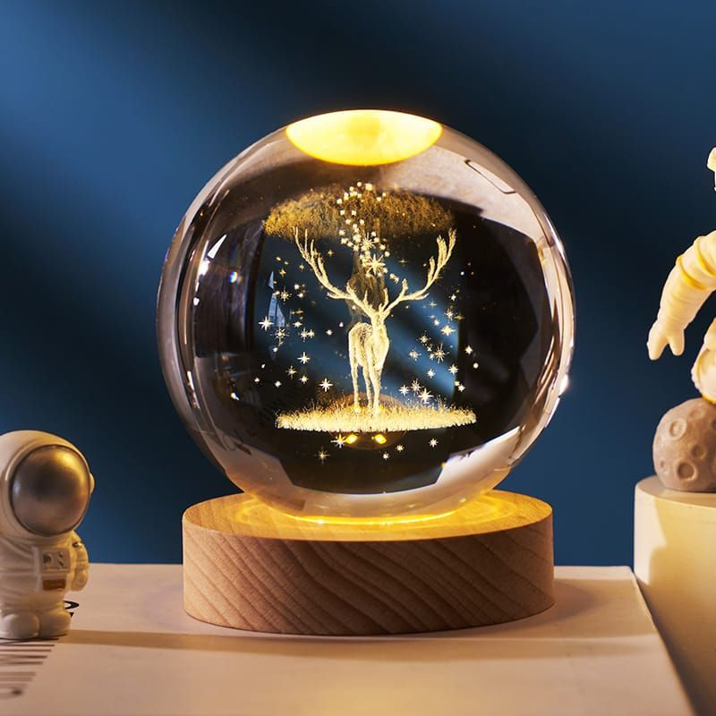 Color Changing LED 3D Crystal Ball -  Deer